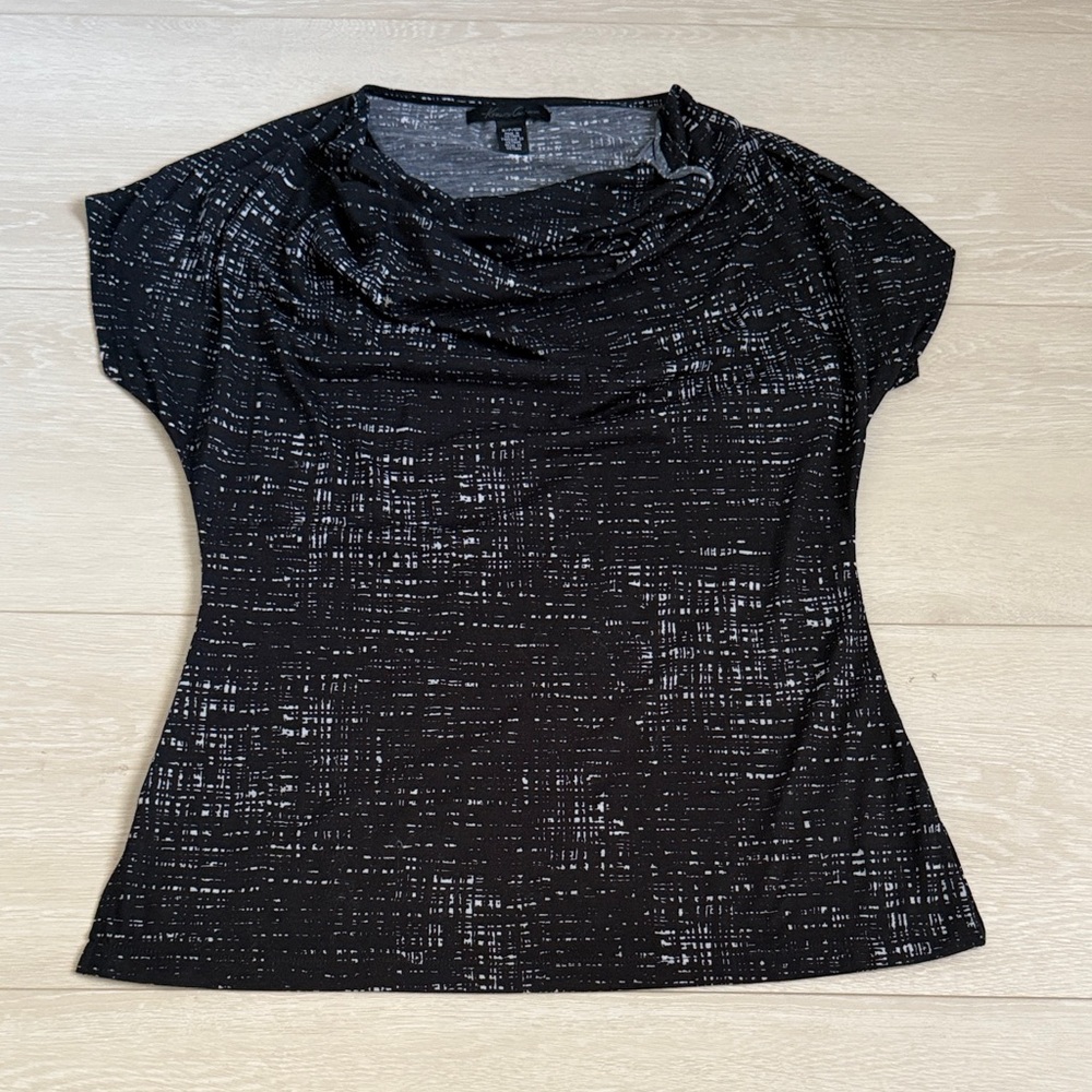 3/$10 Kenneth Cole Black and White Cowl Neck Blouse